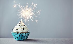 Cupcake decorated with a sparkler