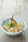 Cabbage salad with soya bean sprouts and caridean shrimp