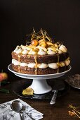 Apple & toffee cake on a cake stand