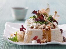 Silk tofu with cottage cheese, soy sauce and bonito flakes