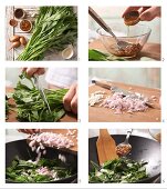 How to prepare pan-fried water spinach with beans (Asia)