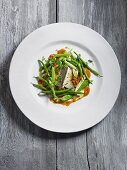 Whitefish with beans and peas
