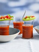 Gazpacho with filled cucumber boats