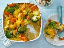 Vegetable and rice bake with chive yoghurt