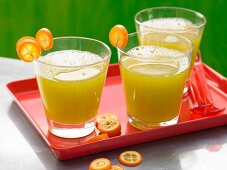 A cucumber and melon drink with kumquats