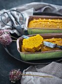 Vegan sfouf (Libanese semolina, turmeric and pine nut cake)