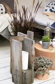 DIY candle lantern made from reclaimed wooden boards