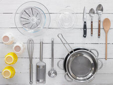 Various kitchen utensils for the preparation of desserts