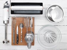 Various kitchen utensils for the preparation of parfait