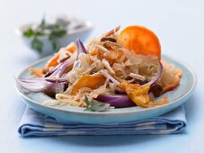 Fried sauerkraut with sweet potatoes and parsley quark