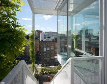 Balustrade and glass wall of modern building