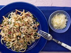 Petersilien-Käse-Spätzle mit Schinken und Champignons