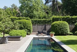 Pool in well-tended summer garden