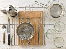 Kitchen utensils for making spice bread in a glass