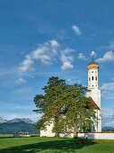 A caravan holiday stop: St. Coloman's Church near Schwangau in the Allgäu region of Germany