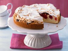 A cherry meringue cake made with buttermilk