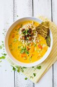 Pumpkin soup with noodles