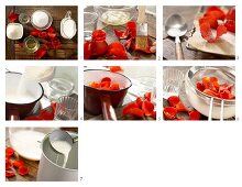 How to make rose sorbet with crystallised rose petals