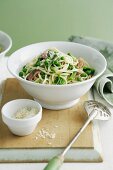 Spaghetti with Peas and Spring Onions