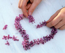 Heart of lilac flowers