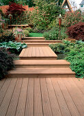 Garden path and wooden stairs