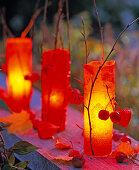 Lanterns with orange tissue paper