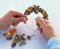 Oak wreath around candle