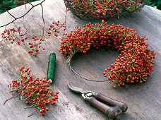 Autumn berries fruits rosehips wreaths