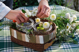 White autumn arrangement in a basket (3/4)