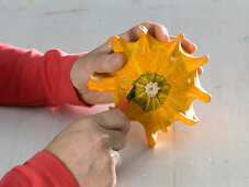 Ornamental pumpkin as candle holder (2/6)