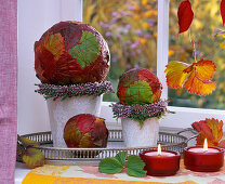 Balls with autumn leaves of strawberries (3/3)