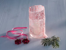 Paper lantern in pink fabric bag (4/6)