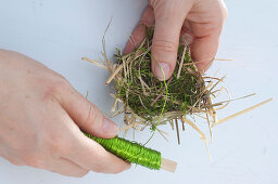 Eggshells as vases on moss