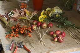 Still ingredients for autumn bouquet