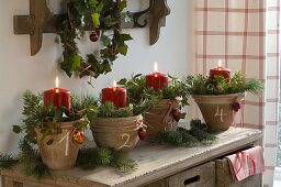 Advent wreath from individual pots