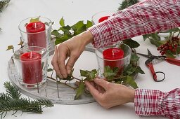 Christmas wreath on wooden ring