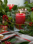 Advent wreath on wooden ring 