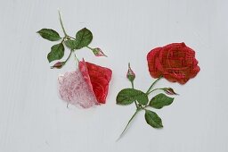 Roses in wooden stretcher with napkin technique (3/5)