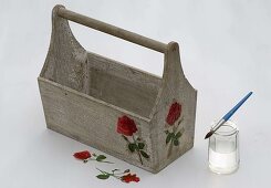Roses in wooden stretcher with napkin technique (4/5)