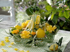 Lemon table decoration on the terrace