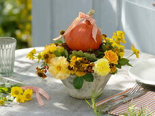 Late summer bouquet with pumpkin