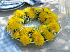 Frühlingskranz aus Löwenzahn, Waldmeister und Felsenbirne 2/2