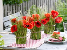 Barley sheathed glasses as vases