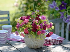 Scented bouquet of Dianthus plumarius (Feather Carnations), Alchemilla