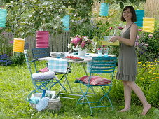 Setting the table under the apple tree