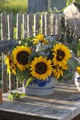Bouquet of Helianthus (sunflowers) and Borage (Borago)