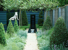 Formal garden with cut boxwood