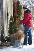 Garden shed in winter