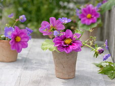 Small flower arrangement in terracotta pot 3/3