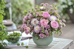 Rose Bouquet with Dahlia, Pink 'Cream Gracia', Astrantia